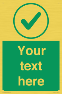 Custom green background, green tick in circle sign